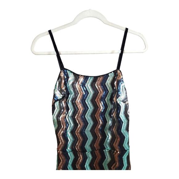Walter Baker Isadora Sleeveless Sequin Chevron A-line Midi Dress Women's 6 NWT - Picture 5 of 9